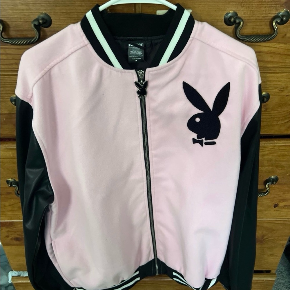 PLAYBOY Pink and Black Varsity Jacket